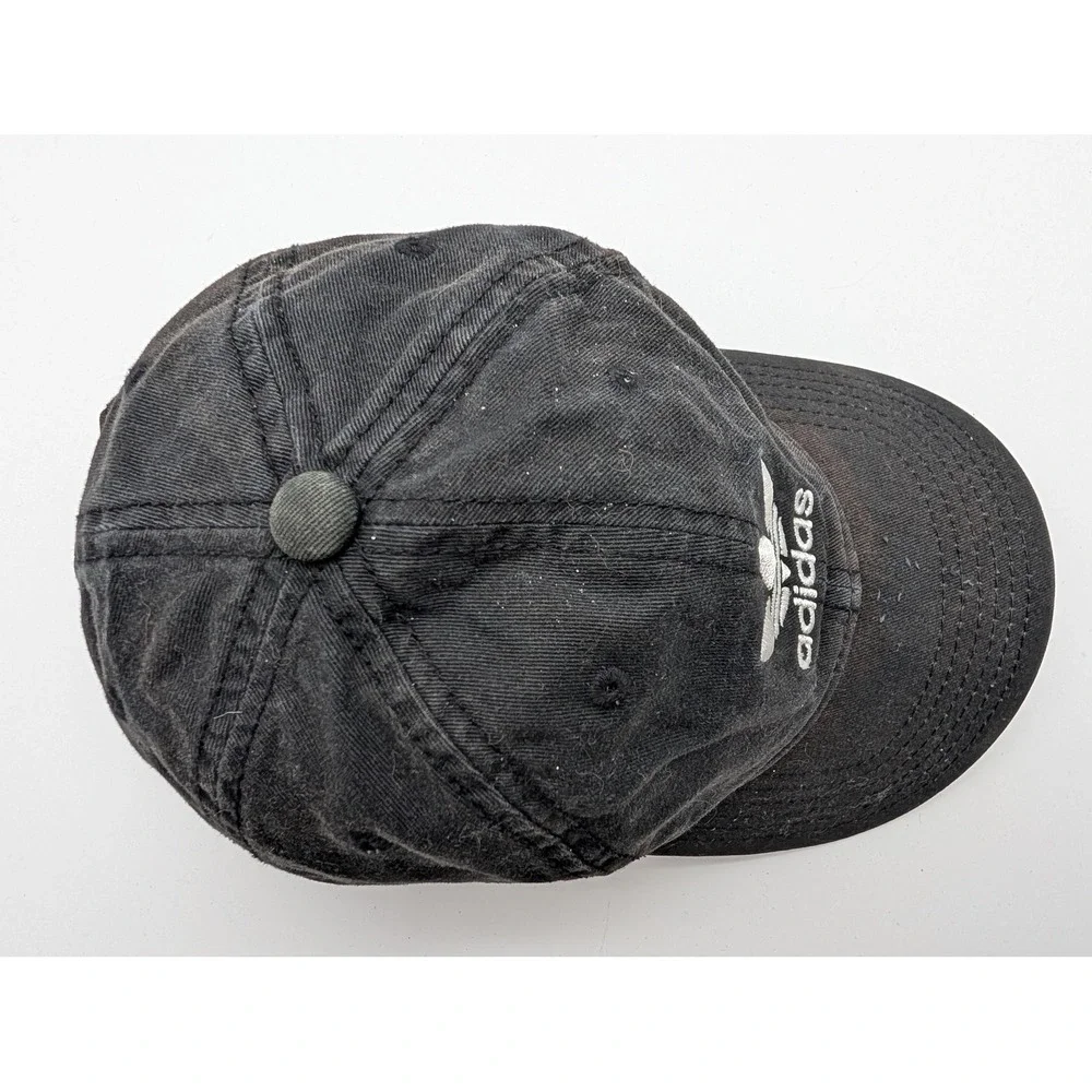 Adidas Originals Trefoil Baseball Cap Black Washed Cotton Adjustable Hat